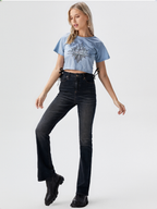 wearOn Cloud Nine Crop Top - Powder Blue Side Tie Boho Tee for Women