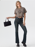 wearOn Desert Rose Crop Top - Terracotta Brown Side Tie Boho Tee for Women