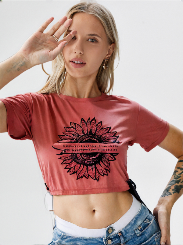 (Ld Crop Top W/Rope #4004) (Color 1)