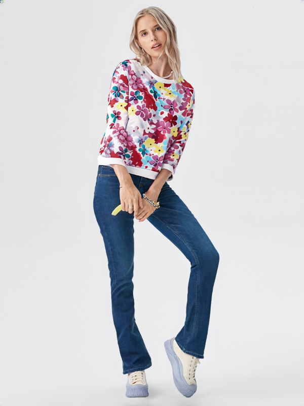 (Ld Blouse SMT L/S Btm W/Rib #2823) (Color 1)