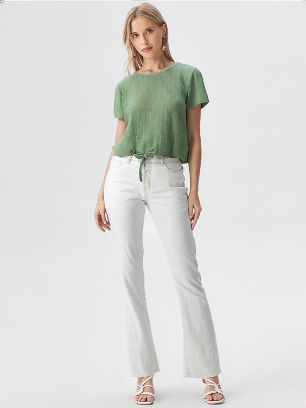 (Ld Blouse Self Desn Btm W/Rope #508) (Color 1)