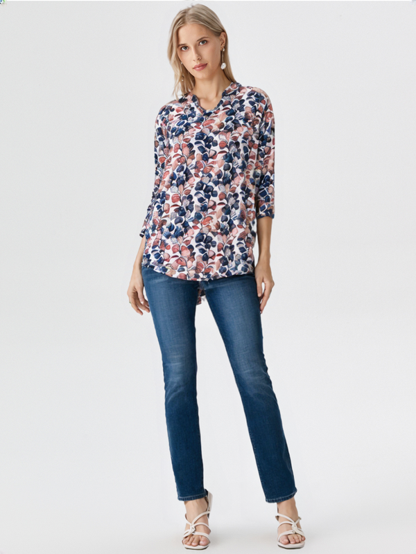 (Ld Blouse SMT PTD mid Slvs w/btn #4011 ) (Color 1)