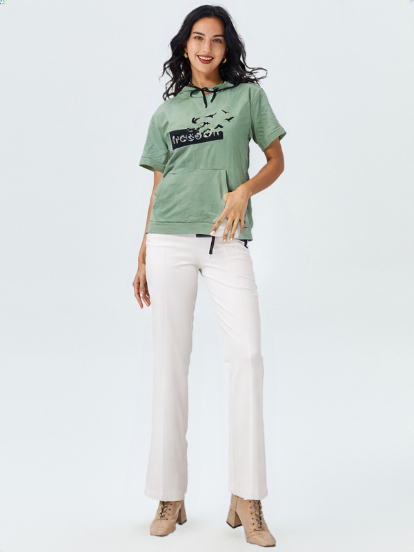 wearOn "Travel Is My Therapy" Sage Green Graphic Tee - Women's High-Low Hem Cotton T-Shirt