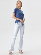 wearOn Navy Blue Drawstring Hem Tee - Relaxed Fit Short Sleeve - Soft Cotton Blend Essential Top