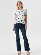wearOn Hearts & Dots Print - White Pink Black Abstract Pattern Women's T-Shirt