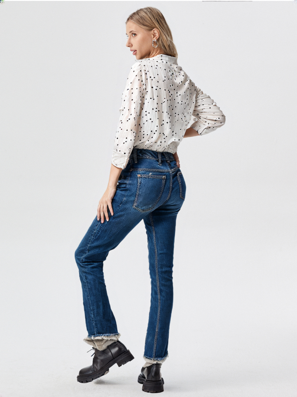 wearOn Classic White Polka Dot Button-Up Blouse - Women's Essential Long Sleeve Shirt with Black Dot Print