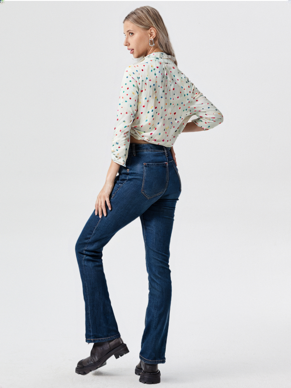 wearOn Confetti Dreams Relaxed Button-Up Shirt - Multi-Color Polka Dot Blouse for Women