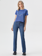 wearOn Women's Royal Peacock Sparkle Tee - Cobalt Blue Premium Cotton Short Sleeve T-Shirt