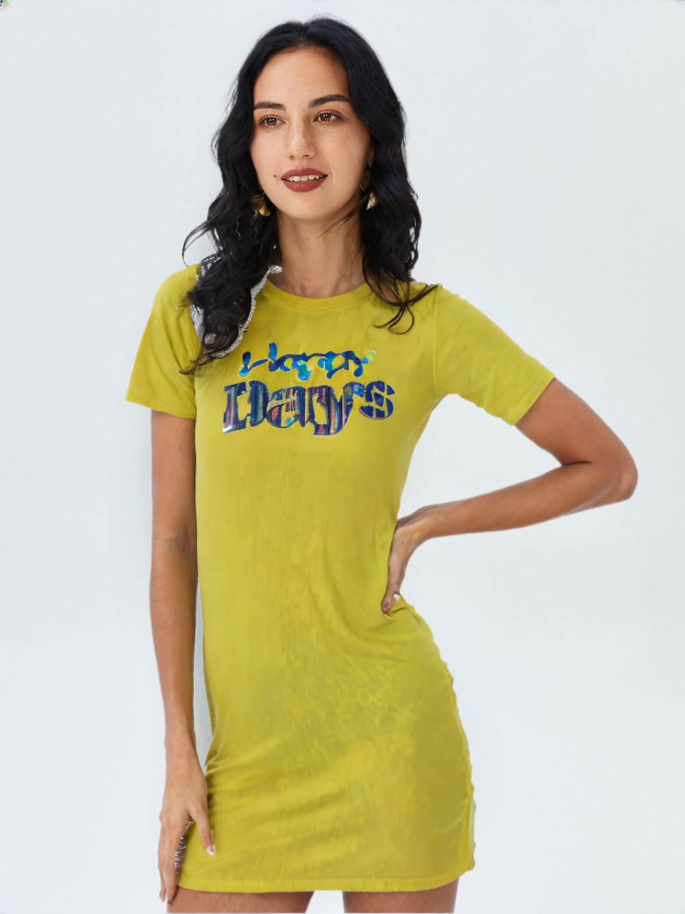 wearOn Sunshine Days Yellow Graphic T-Shirt Dress - Limited Edition - WearOn