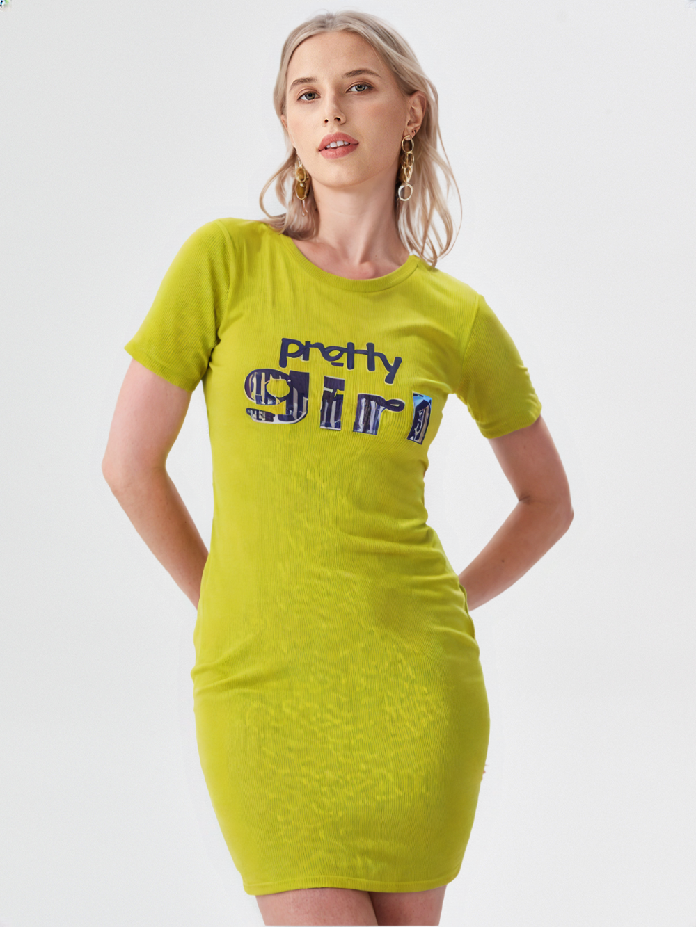 wearOn Pretty Girl Chartreuse Ribbed Mini Dress - Bold Confidence Statement